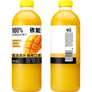 依能 100%芒果复合果汁饮料1L*6瓶/12瓶 芒果果汁3瓶+红葡萄果汁3瓶（礼盒装果汁含量100%）