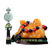 齐选元宝弥勒佛汽车中控台摆件男士出入平安车载香水座式车内装饰用品 【玛瑙黄】+貔貅珠+平安挂饰