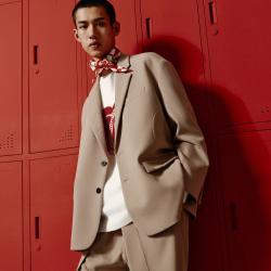 太平鸟 男装春款宽松休闲便服外套男式西服