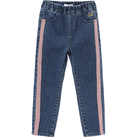 ELLE KIDS 秋冬季女童牛仔裤加厚修身保暖长裤小脚裤