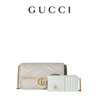 GUCCI 古驰 GG Marmont系列 女士单肩包 751526AACCE 白色 中号