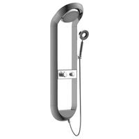 德希顿 幕雨6032枪灰色花洒套装数显智能恒温家用置物架淋浴器卫浴