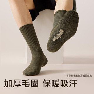 棉竹屋袜子男25年加厚毛圈保暖中筒袜10A抗菌防臭吸汗秋冬季长袜5双