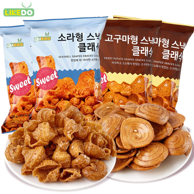 涞可 LAICOO/涞可 猫耳朵形酥脆海螺形酥脆韩国进口休闲办公小零食香甜
