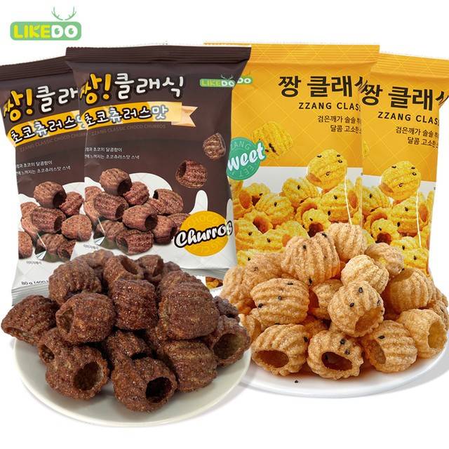 涞可 巧克力味脆圏芝麻脆韩国进口儿童休闲办公小零食推荐酥脆浓厚