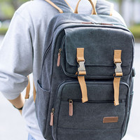 山业 日本SANWA帆布电脑包双肩背包笔记本包大容量防摔防震短途通勤女