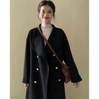 2025秋冬季毛呢外套小个子韩系慵懒风中长款高级感呢子大衣女