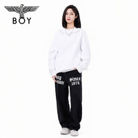 BOYLONDON秋冬款潮牌时尚印花休闲百搭圆领套头卫衣N03907