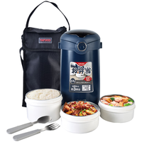 泰福高保温饭盒超长保温多层大容量保温饭桶真空便当盒便携 【316防烫】蓝色T0390-3层2.5L