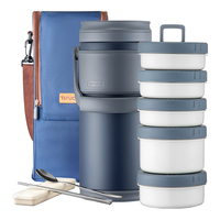 泰福高保温饭盒超长保温多层大容量保温饭桶真空便当盒便携 【316防烫】蓝色T0295-5层3.3L