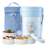 泰福高保温饭盒超长保温多层大容量保温饭桶真空便当盒便携 【316防烫】蓝色T5607-4层2.3L