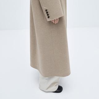 edition 羊毛羊绒双面呢西装领双排扣大衣毛呢外套女