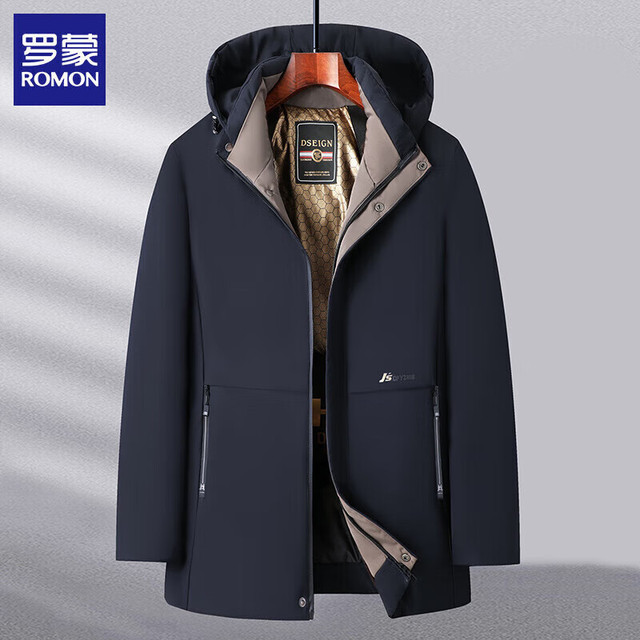 罗蒙 雪貂绒内里棉服 藏青 XL