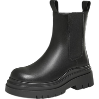 他她 英伦厚底切尔西靴女靴子加绒真皮烟筒靴短靴冬季7C960DZ4 黑色（绒里） 38