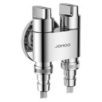 JOMOO 九牧 角阀一分二出水三通角阀双控双出水角阀黄铜阀体厨卫配件三角阀 单冷双控双出74094亮银色
