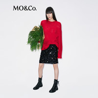 MO&Co.毛衣2025冬含马海毛珠片轻暖镂空笑脸织纹漏针宽松MBE4SWT088 大红色 L /170