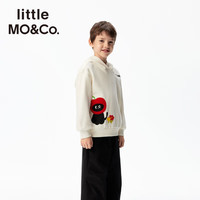 little MO&Co.little moco童装26春男女童猫咪印花连帽卫衣长袖猫耳新年红 米白色 140 140/68