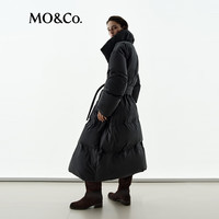 MO&Co.【NOIR系列】羽绒服90鹅绒2025冬大翻领长款附腰带MBE4EIN001 黑色 XS /155