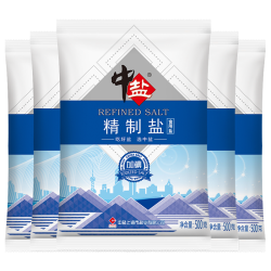 中盐 加碘精制盐细盐500g*5包