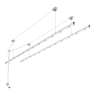 好太太 双杆手摇晾衣架阳台室内升降晒衣架铝合金晾衣杆 Y022-银黑2.4米
