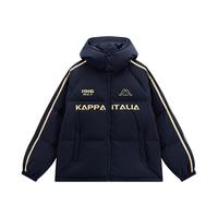 卡帕（Kappa）夏之光同款运动羽绒服情侣秋冬泽西风连帽保暖K0FZ2YY11D蓝黑