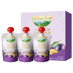 爷爷的农场 西梅红葡萄果汁100ml*3袋儿童饮品饮料宝宝nfc果汁零食辅食 礼盒