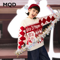 马骑顿【拜年服】MQD男童25冬满版半高领毛衣女童针织衫 中国红 140