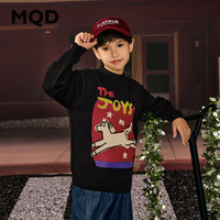 马骑顿【拜年服】MQD男童25冬新款趣味感画报卡通半高领毛衣 黑色 150