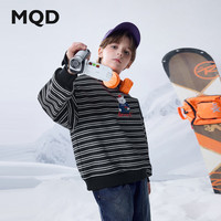 马骑顿(MQD)MQD冬季男大童学院风条纹加绒休闲半高领卫衣 黑白条 160