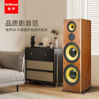 奇声 专业发烧落地式家庭影院音响木质Hifi影音双12寸音箱