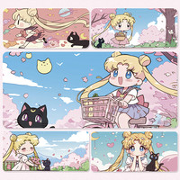 千奇梦 可爱水冰月滑鼠垫超大可爱动漫卡通女生办公室电脑键盘垫防滑桌垫