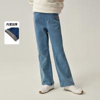 E-LAND KIDS 【加厚】衣恋童装女童裤子25年秋季休闲微喇裤刺绣牛仔裤