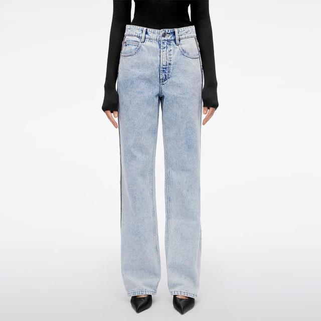 MISS SIXTY 秋款牛仔裤高腰直筒长裤复古条纹拼接丹宁风女士