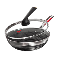 康巴赫五代蜂窝不粘锅家用抗菌不锈钢炒锅电磁炉燃气灶炒菜锅 五代炒锅 32cm