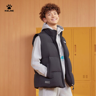 卡尔美（KELME）运动棉马甲男保暖防泼水立领棉服宽松马夹棉背心 玛瑙黑 3XL