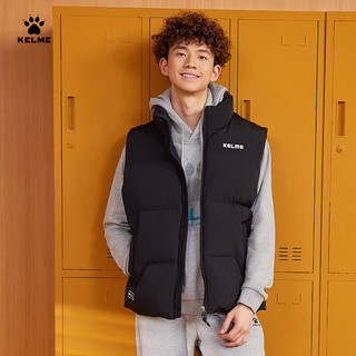 卡尔美（KELME）运动棉马甲男保暖防泼水立领棉服宽松马夹棉背心 玛瑙黑 3XL