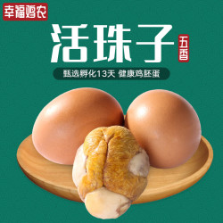 幸福鸡农 活珠子10枚五香味香辣味熟制钢化蛋13天毛蛋喜蛋开袋即食真空包装 一半五香一半香辣 10枚