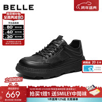 百丽 厚底增高休闲运动鞋男2026新款春季商场款套脚工装鞋9AC01AM6 黑色 41