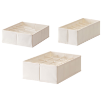 懒角落内衣收纳盒家用内裤袜子整理盒贴身衣物三合一分格整理箱子 内衣组合三件套