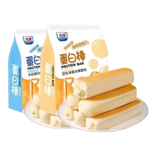 光明（Brilliant）牛奶面包手撕蛋白棒吐司蛋糕点心儿童营养代早餐小吃零食 豆乳味270g+牛奶味270g【
