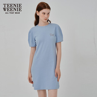 Teenie Weenie小熊连衣裙女2025年夏季新款镂空提花刺绣文艺风短袖裙子