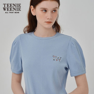 Teenie Weenie小熊连衣裙女2025年夏季新款镂空提花刺绣文艺风短袖裙子
