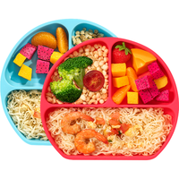 YeeHoO 英氏 宝宝餐盘婴儿 硅胶吸盘式碗辅食分格餐盘一体式吃饭餐具 星黛紫