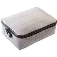 纳艺优证件收纳包盒家用多层巨无霸大容量多功能证书文件护照卡包整理袋 3层带锁带卡位【藏青色】 牛津布