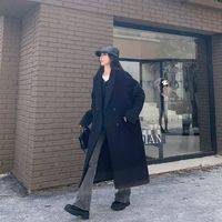 黑色毛呢大衣女秋冬季2025年高级感正肩外套呢子小个子赫本风