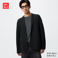 优衣库 男装女装罗纹针织茄克/外套夹克484403 09 黑色 XL
