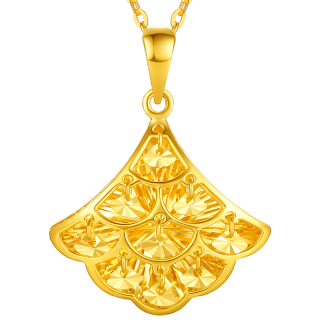 六桂福 珠宝新年 黄18K金吊坠 小幸运小裙子项链女EK0600010配银链