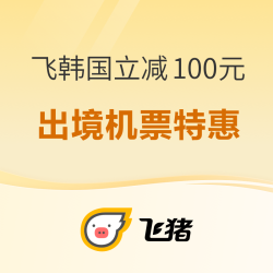 飞猪春节出境机票提前订 飞韩国立减100元
