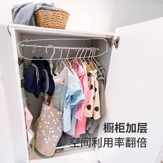 霜山免打孔伸缩杆多功能收纳挂杆晾衣杆衣柜撑杆卫生间窗帘浴帘杆