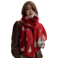 GLO-STORY 围巾男女 针织圣诞帽保暖围巾百搭圣诞围脖礼袋装 WWJZ944113 红色圣诞帽图案